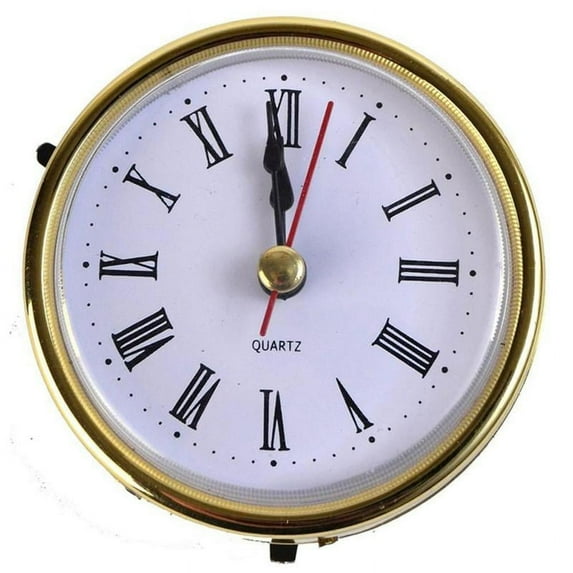 2-1/2" (65mm) QUARTZ CLOCK UP/Insert -Gold Numer Roman Numeral Style K5I6
