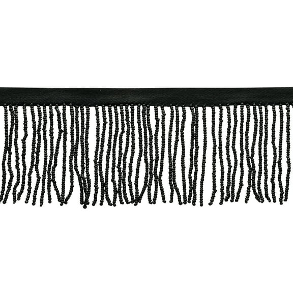 2 1/2" (6cm) Beautiful Handcrafted Beaded Fringe Trim with Sead Bead Design # B40684,, Pure Black #K9 (Jet Black) 12 Yards (36 ft/11m)