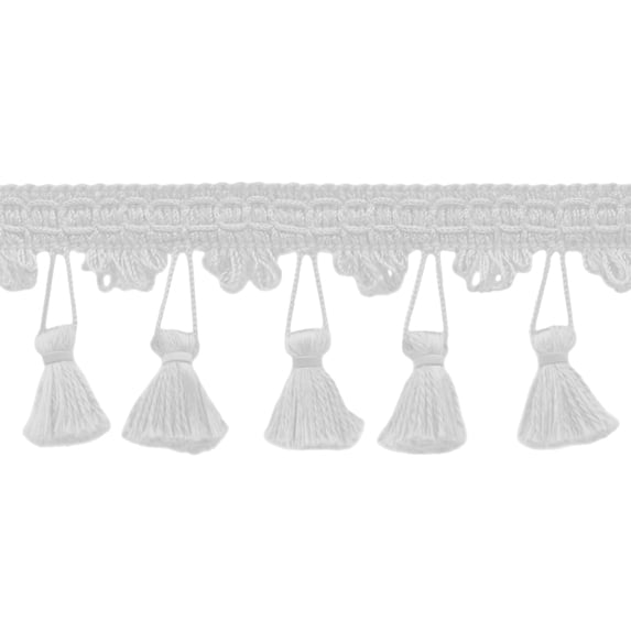 2 1/2" (6cm) Beautiful Scalloped Tassel Fringe Trim # TFC0225,, Pure White #A1 (Bright White) Sold By The Yard (36"/3 ft/0.9m)