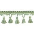 thumbnail image 1 of 2 1/2" (6cm) Dainty Scroll Gimp with Scalloped Tassel Fringe Trim # TFC025,, Beach Green #PR10 (Light Green, Green Blue, Khaki Beige) 6 Yards (18 ft/5.5m), 1 of 1