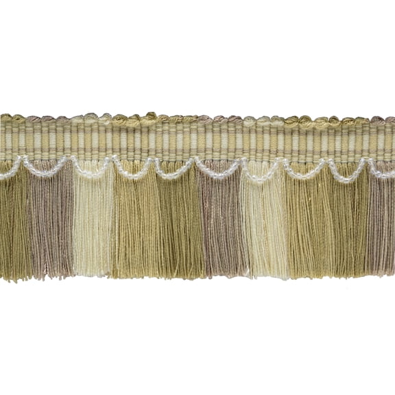 2 1/2" (6cm) Decorative Thin Cut Fringe Trim with Beads and Fancy Woven header # FTRW0250,, Bone Ivory #VL06 (White Ivory, Cream Ivory, Light Beige) Sold By The Yard (36"/3 ft/0.9m)