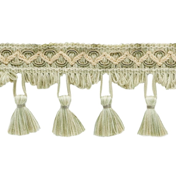 2 1/2" (6cm) Empress Scroll Gimp Design Scalloped Tassel Fringe Trim # TFEMP3,, Oat Ivory #W119 (White Ivory, Light Beige) 6 Yards (18 ft/5.5m)