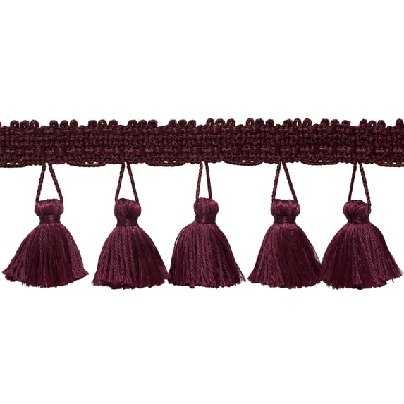 2 1/2" (6cm) Solid Pretty Knitted Gimp Header Tassel Fringe Trim # ETF,, Dark Wine Red #E10 (Dark Burgundy Red) 10 Yards (30 ft/9.5m)