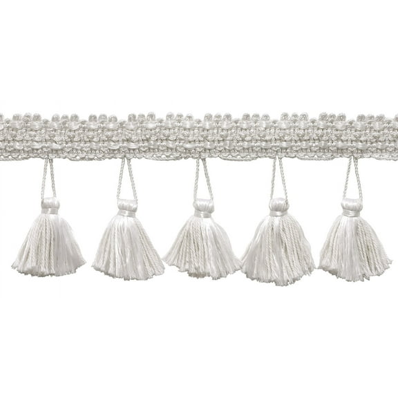 2 1/2" (6cm) Solid Pretty Knitted Gimp Header Tassel Fringe Trim # ETF, Pure White #A1 (Bright White) Sold By The Yard (36"/3 ft/0.9m)