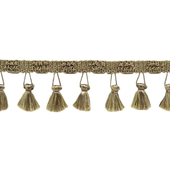 2 1/2" (6cm) Solid Pretty Knitted Gimp Header Tassel Fringe Trim # ETFC,, Dark Sand Beige #A8 5 Yards (15 ft/4.5m)