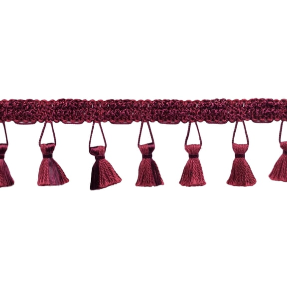 2 1/2" (6cm) Solid Pretty Knitted Gimp Header Tassel Fringe Trim # ETFC,, Dark Wine Red #E10 (Dark Burgundy Red) 5 Yards (15 ft/4.5m)