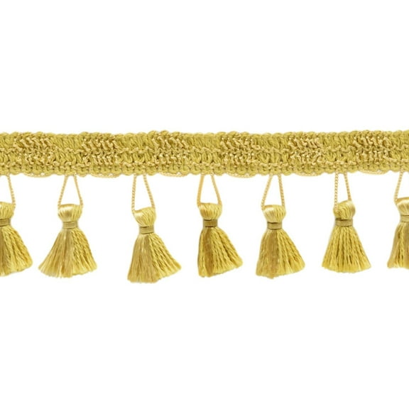 2 1/2" (6cm) Solid Pretty Knitted Gimp Header Tassel Fringe Trim # ETFC,, Light Gold #B7 (Light Yellow Gold) 5 Yards (15 ft/4.5m)
