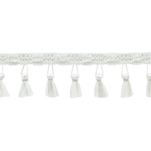 2 1/2" (6cm) Solid Pretty Knitted Gimp Header Tassel Fringe Trim # ETFC,, Pure White #A1 (Bright White) Sold By The Yard (36"/3 ft/0.9m)