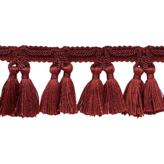 2 1/2" (6cm) Veranda Provincial Style Double Tassel Fringe Trim # TFV025,, Brick Red #VNT22 (Dark Rust) 5 Yards (15 ft/4.5m)