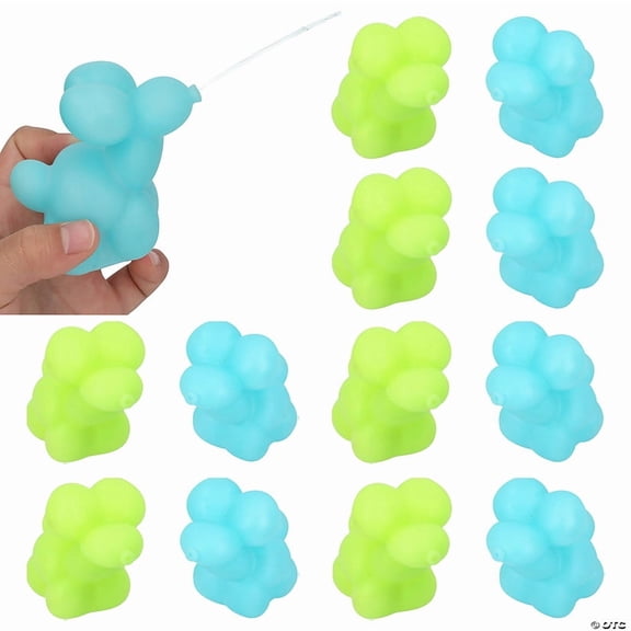 2 1/2" Blue & Green Mini Balloon Dog Vinyl Squirts 12 Pieces