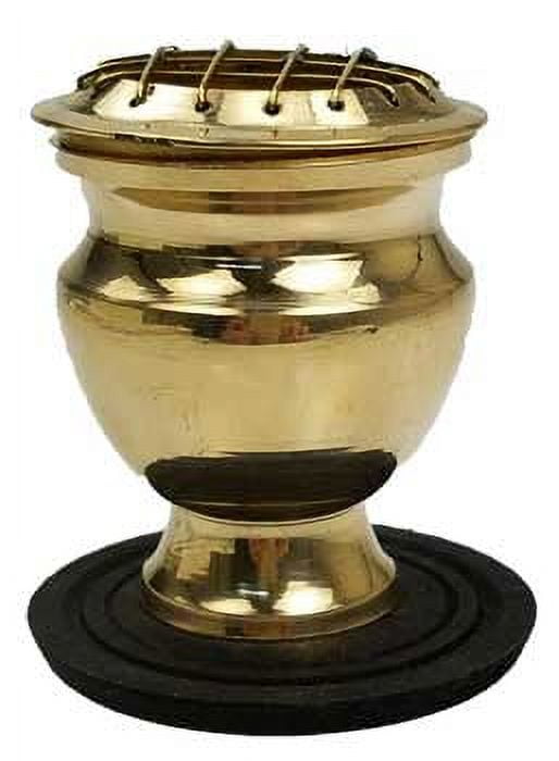 2 1/2" Brass Screen Incense Burner With Coaster