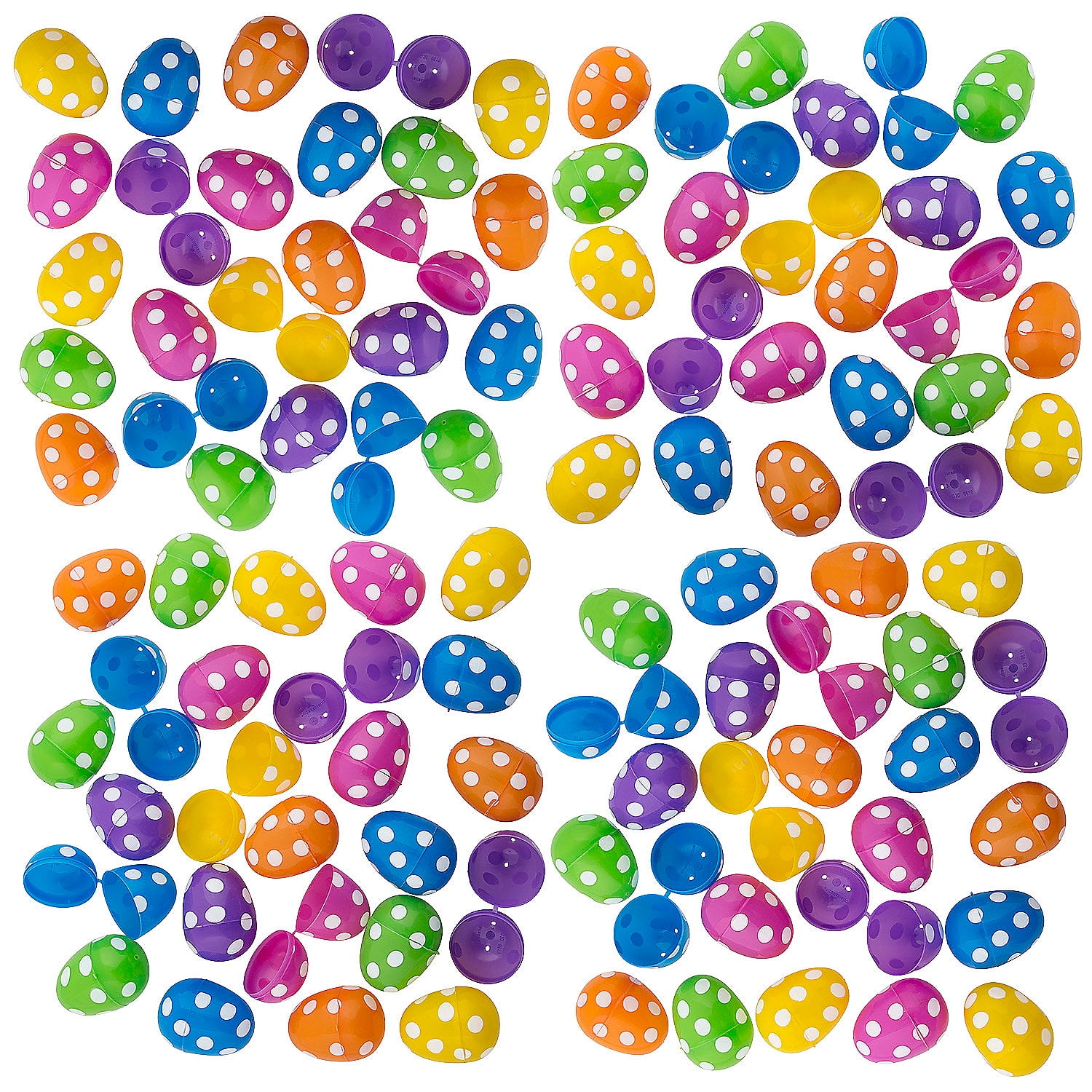 2 1/2" Bulk 432 Pieces Bright White Polka Dot Plastic Easter Eggs