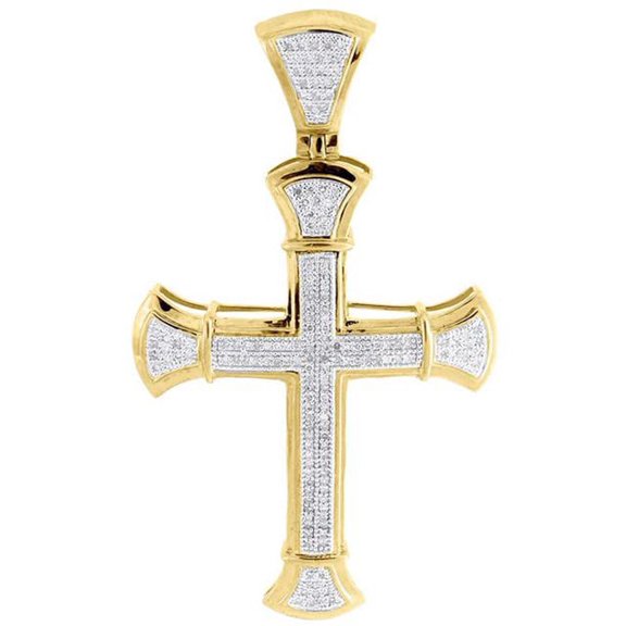 2 1/2 CT Round Shape Simulated Sparkling White Diamond Cross Charm Pendant in 14K Yellow Gold Finish (2.50 Carat)