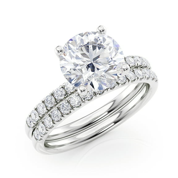 2 1/2 Carat Diamond and Moissanite Engagement Ring in 14k White Gold (G-H/SI, G-H/VS, cttw) Size 7.5 by Beverly Hills Jewelers