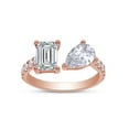 thumbnail image 1 of 2 1/2 Carat Emerald, Pear & Round Cut Lab Created Moissanite Adjustable Toi Et Moi Half-Eternity Engagement Ring For Women In 14K Rose Gold Over Sterling Silver(G-H Color, VVS1 Clarity, 2.50Cttw)-6, 1 of 8