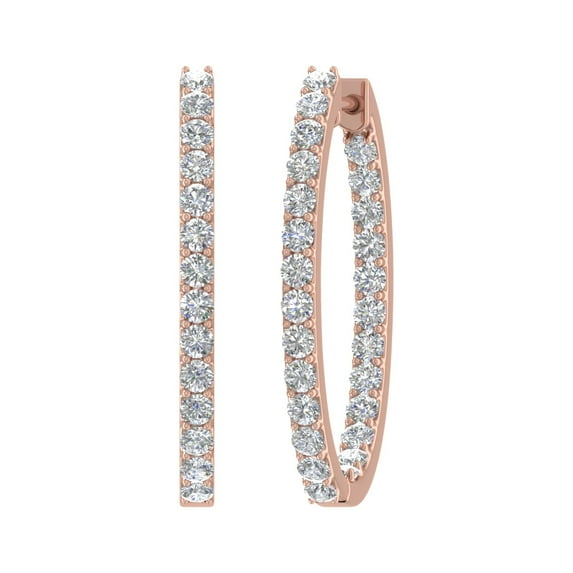 2 1/2 Carat Inside Out Diamond Hoop Earrings in 14K Rose Gold
