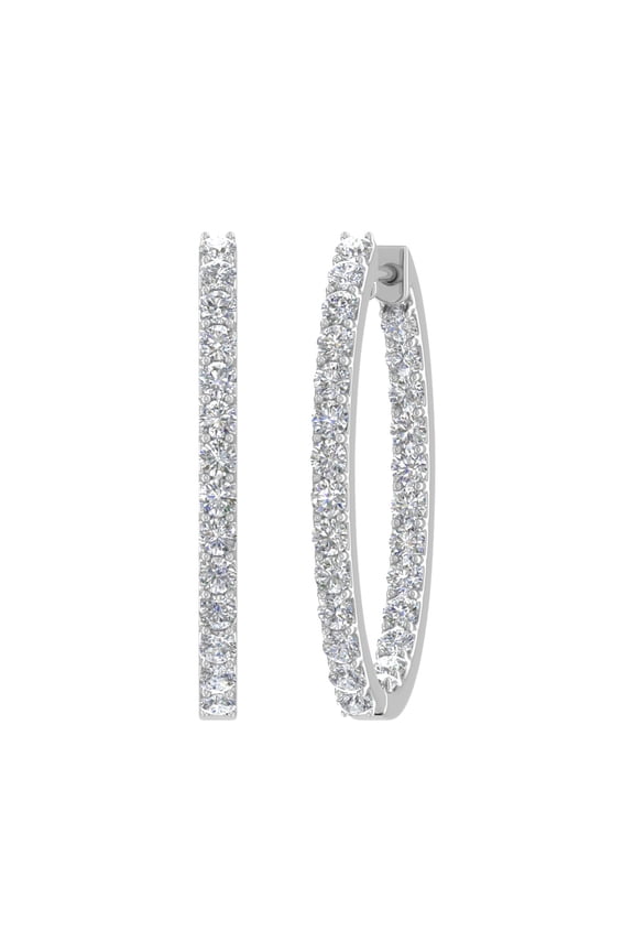 2 1/2 Carat Inside Out Diamond Hoop Earrings in 14K White Gold (SI1-SI2 Clarity)