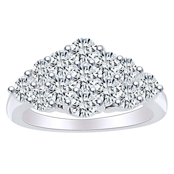 AFFY 2 1/2 Carat Round Shape White Natural Diamond Cluster Anniversary Ring In 14k Solid White Gold (2.50 Cttw) Ring Size-5