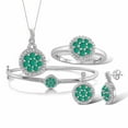 thumbnail image 1 of 2 1/2 Carat T.G.W. Emerald And White Diamond Accent Sterling Silver 4-Piece Cluster Jewelry Set, 1 of 9