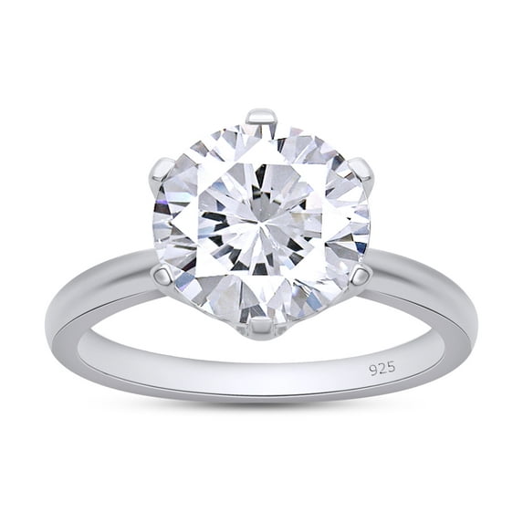 2 1/2 Ct Six Prong Solitaire Round Cut Lab Created Diamond Moissanite Ring, 18k White Gold Plated 925 Sterling Silver, Gift for Wedding, Engagement And Anniversary Ring Size - 9.5