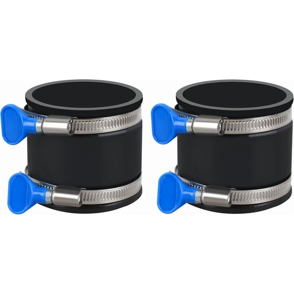 2-1/2" Dust Control Flex Cuff and Adjustable Key Hose Clamps, for Woodworking Dust Collection Hose Rubber Cuff Coupler Fitting (70337)