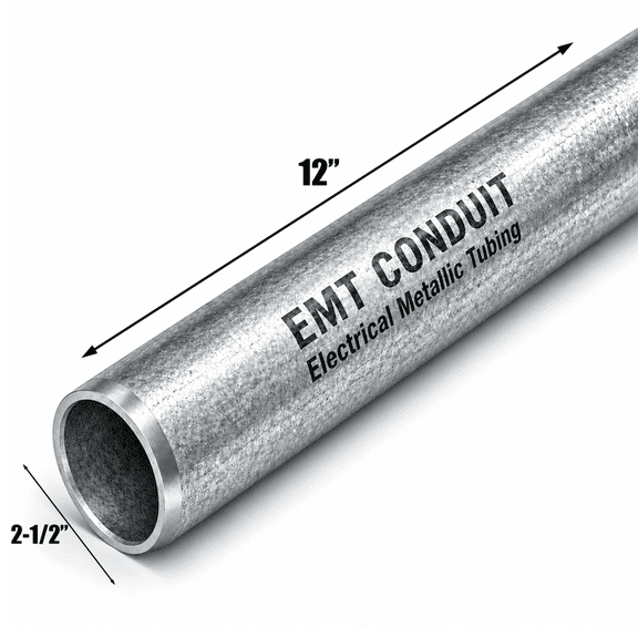 Galvanized Steel Electrical Conduit Pipe Emt 2-1/2 in Dia x 12 in Length