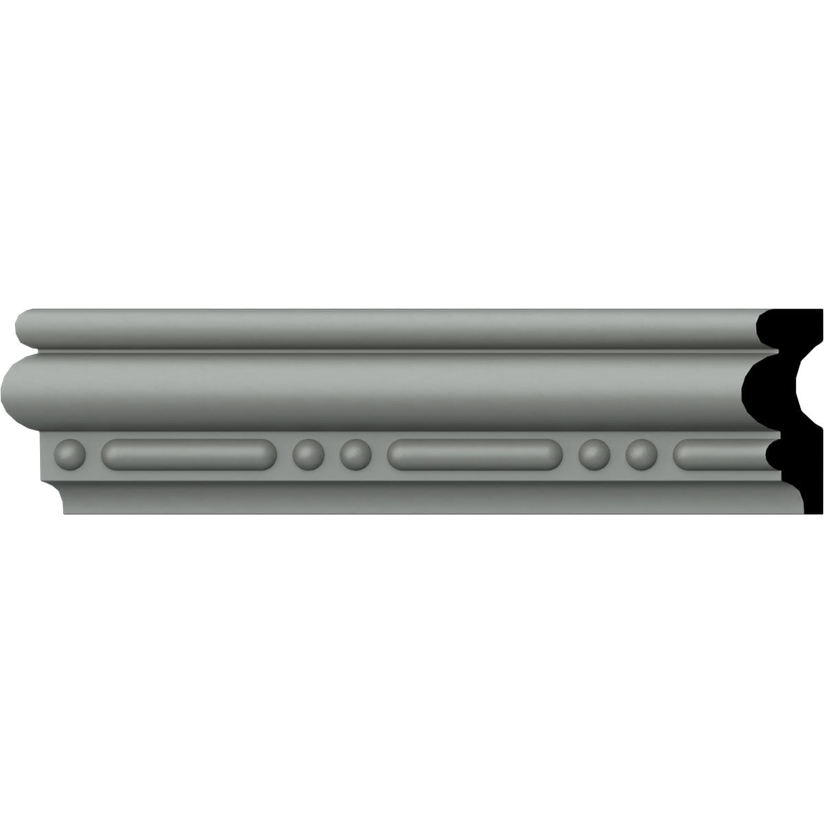 White Polyurethane Bead & Barrel Crown Moulding, 94.5" Length