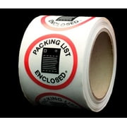 2-1/2" Imprinted "Packing List Enclosed" Shipping Handling Round Labels Roll - by ChromaLabel