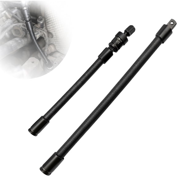 2- 1/2-Inch Drive Flexible Extension Bar Set (10" & 14") | Bendable Socket Extender, Hand Tool for Ratchet & Wrench, for Tight Spaces Auto Repair
