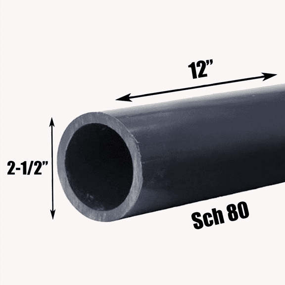 2-1/2 Inch Schedule 80 PVC Pipe - Cut to Custom Length (12")