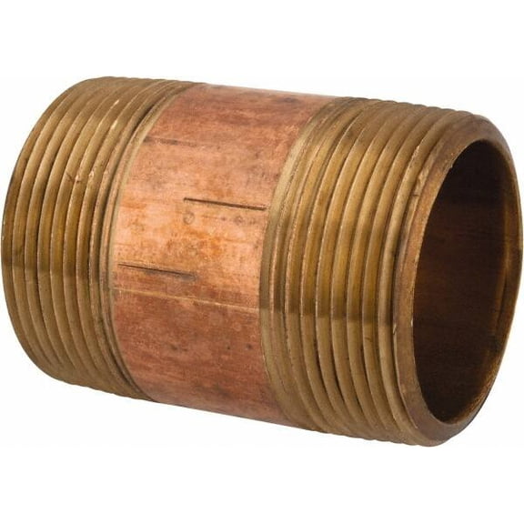 2-1/2" Long, 1-1/2" Pipe Threaded Brass Pipe Nipple