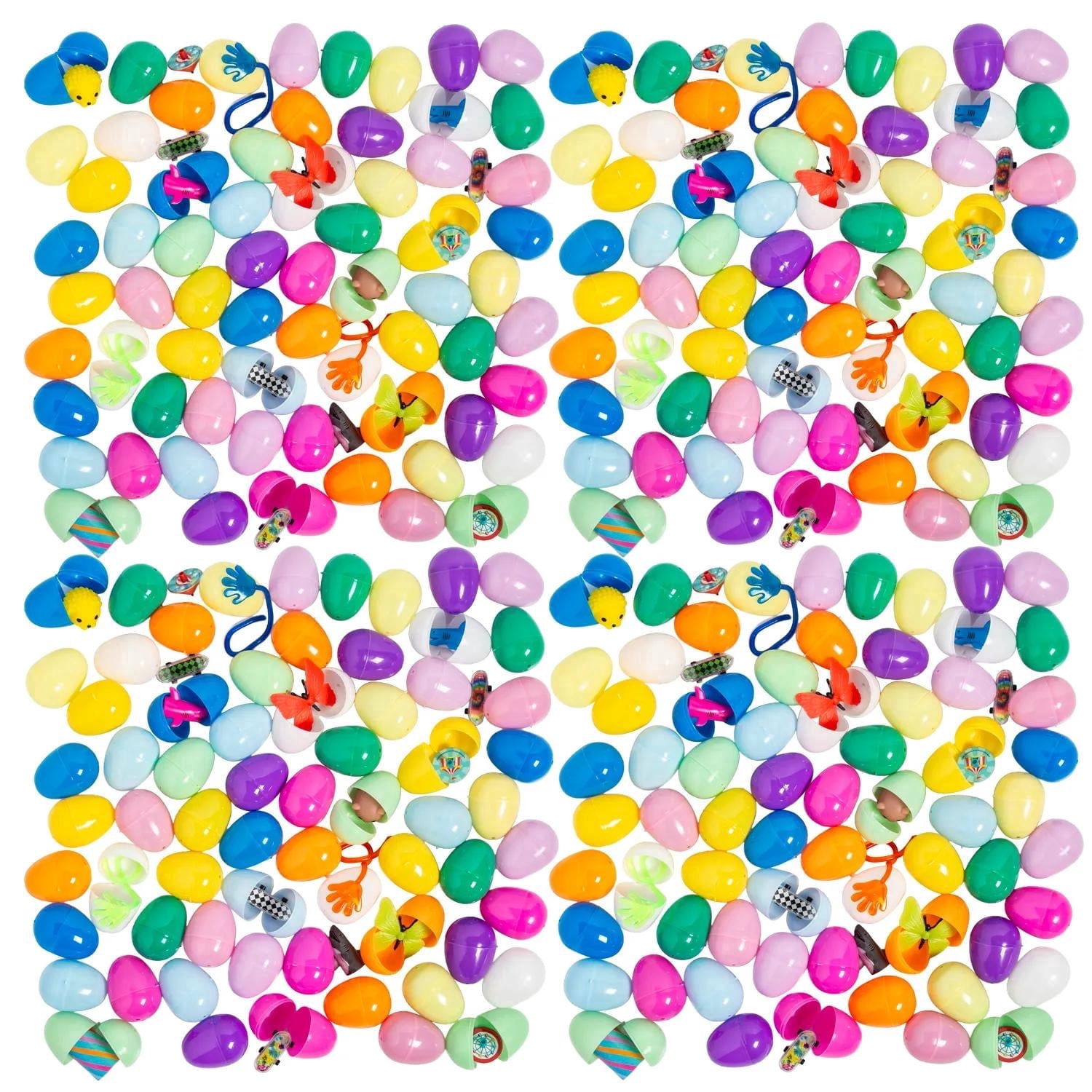 Fun Express 2 1/2" Mega Bulk 200 Pc. Animal Toy-Filled Plastic Easter Eggs, Bulk Easter Egg Hunt Supplies