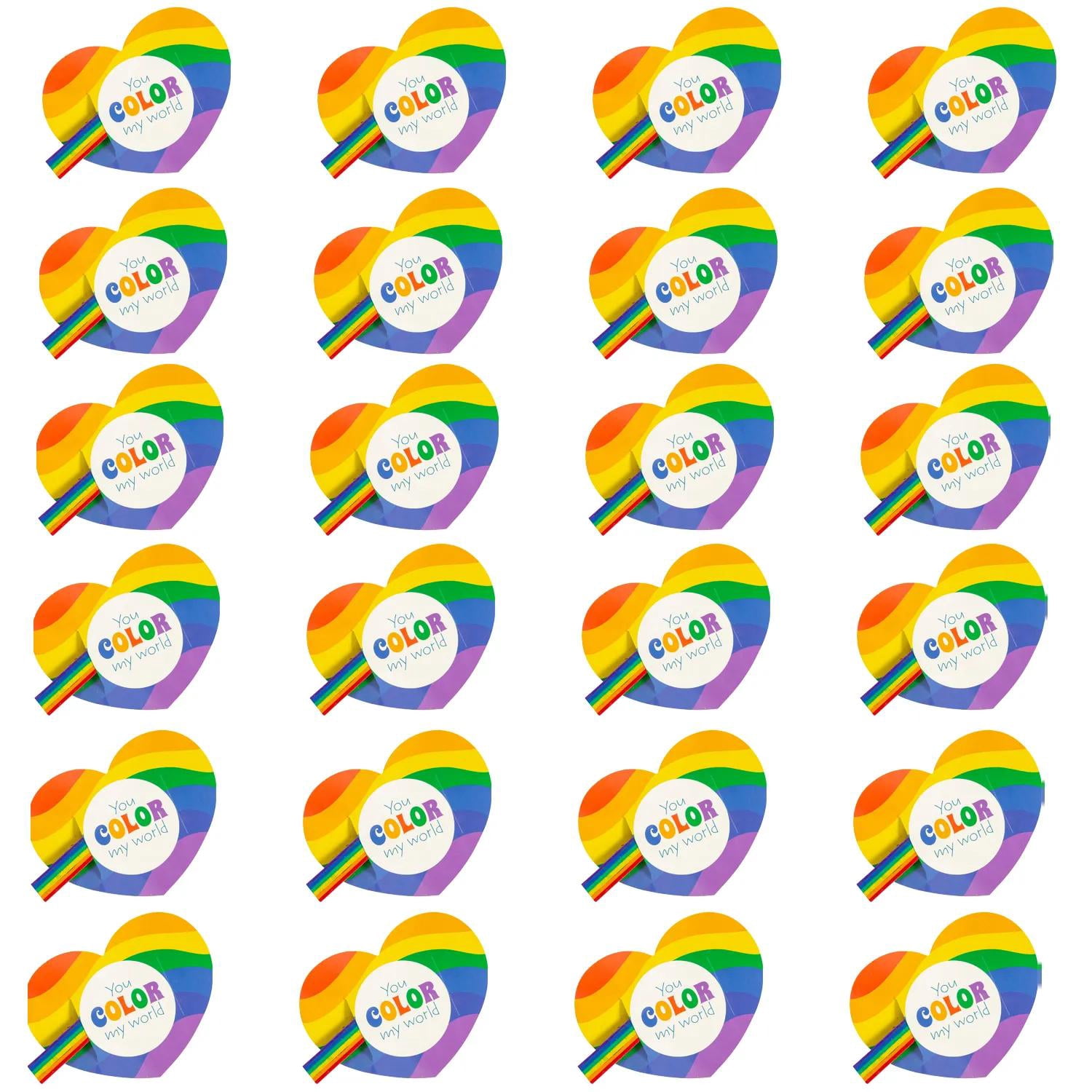 2 1/2" Rainbow Crayon You Color My World Valentine Exchanges with Card for 24