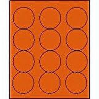 2 1/2" Round Brilliant Orange Labels for Laser Printers, Inkjet Printers or Copier Machines. (GLC250BO)