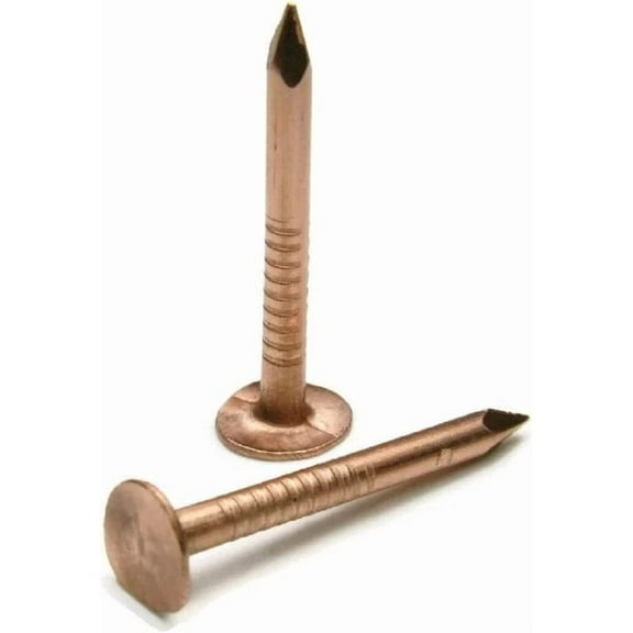 2-1/2" Smooth Shank Solid Copper Roofing Nails 10 Gauge USA Made - QTY 100