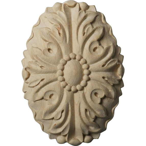 2 1/2"W x 3 1/2"H x 5/8"P Ashford Oval Rosette, Rubberwood