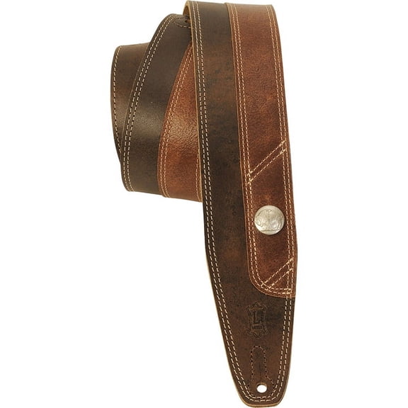 Levy's PMD4BU-DBR 2.5" Adjustable Veg Tan Leather Guitar & Bass Strap Dark Brown