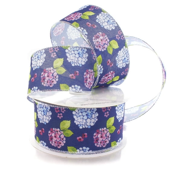 2 1/2" Wired Ribbon Blue/Lavender H Yardrangeas 25 Yards