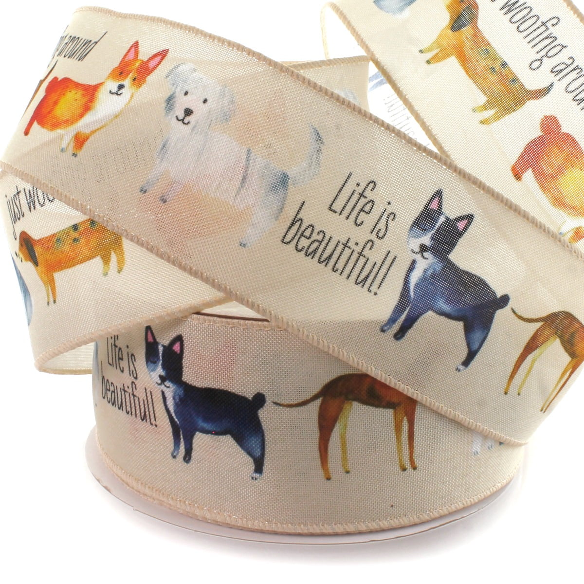 2 1/2" Wired Ribbon Dogs Life 25 Yards