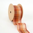 LaRibbons 2 1/2 Wired Ribbon Plaid Orange/Yellow 10 Yard Roll