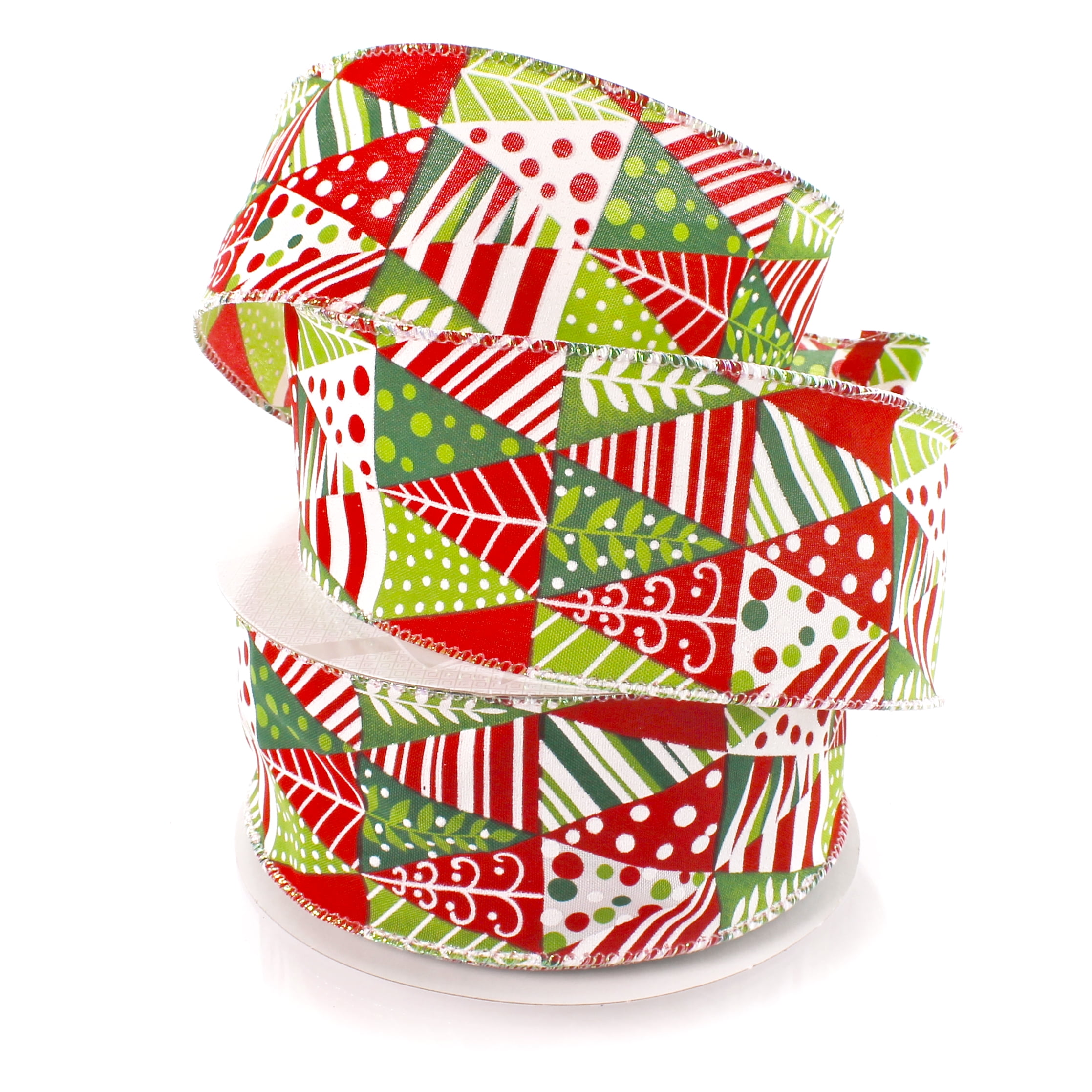2 1/2" Wired Ribbon Vintage Scandi Christmas Trees 25yds