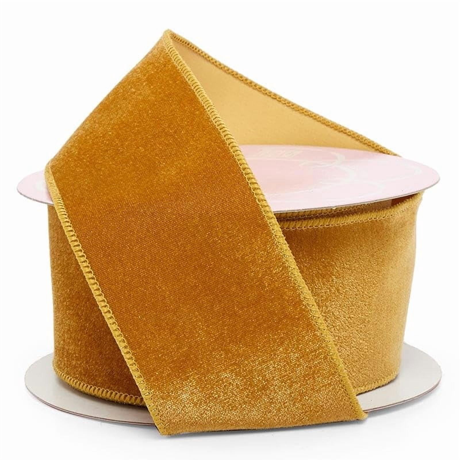 2 1/2" X 10 Yards Premium Velvet Wired Ribbon - Gold