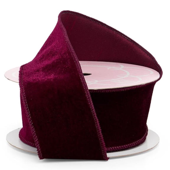 2 1/2" X 10 Yards Premium Velvet Wired Ribbon - Wine