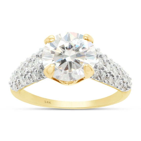 2 1/2 ct. t.w Center 8.5MM Round Cut Lab Created Moissanite Diamond Multi Row Engagement Ring In 14K Solid Yellow Gold Jewelry For Women (G-H Color, VVS1 Clarity, 2.50 Cttw)-5.5