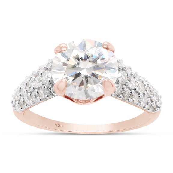 2 1/2 ct. t.w Center 8.5MM Round Cut Lab Created Moissanite Diamond Multi Row Engagement Ring For Women In 14K Rose Gold Over Sterling Silver(G-H Color,VVS1 Clarity, 2.50 Cttw)-4