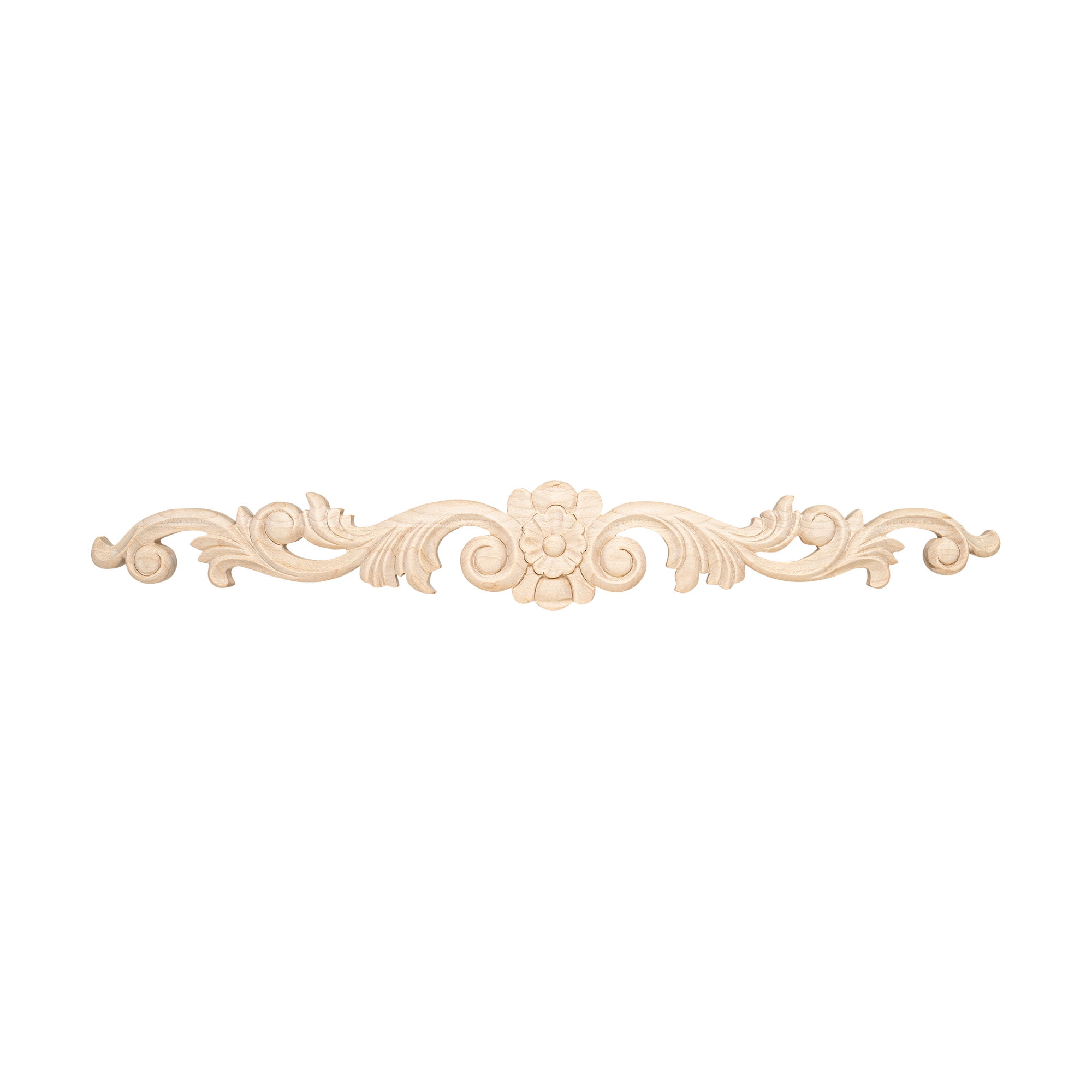 18-Inch Unfinished Maple Wood Acanthus Floral Applique