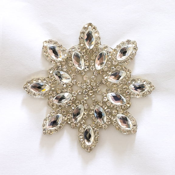 2 1/2" x 2 1/2" (6cm x 6cm) Iron-On Rhinestone Snowflake # APPL11, Classic Silver #SILV (Grey Silver) Sold Individually