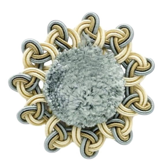 2 1/2" x 2 1/2" (6cm x 6cm) Sew-On Chenille Rosette # AXROS, Cream Ivory Blue #LX03 (Light Blue, Light Beige, White Ivory) Set of 4