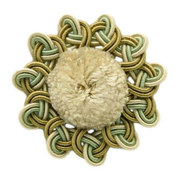 2 1/2" x 2 1/2" (6cm x 6cm) Sew-On Chenille Rosette # AXROS, Lemongrass Gold #LX02 (Light Gold, Yellow Gold, Sage Green) Set of 2