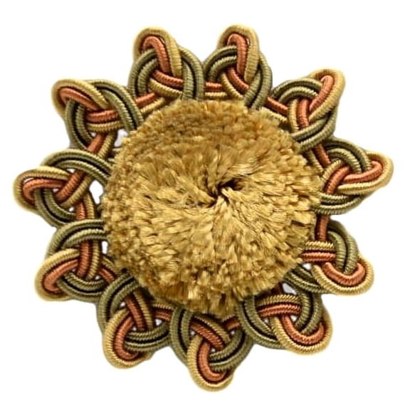 2 1/2" x 2 1/2" (6cm x 6cm) Sew-On Chenille Rosette # AXROS, Sepia Beige #LX05 (Gold Beige, Khaki Brown, Light Orange) Sold Individually